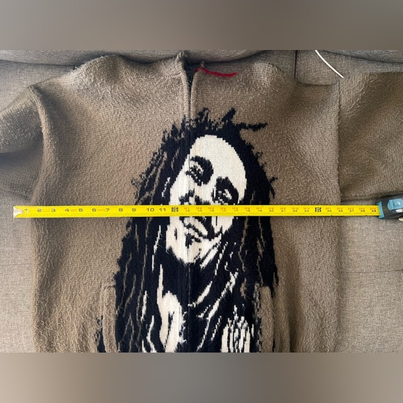 Alpaca Wool Bob Marley full zip hoodie. One Love. Rastafarian colors. - Picture 9 of 9